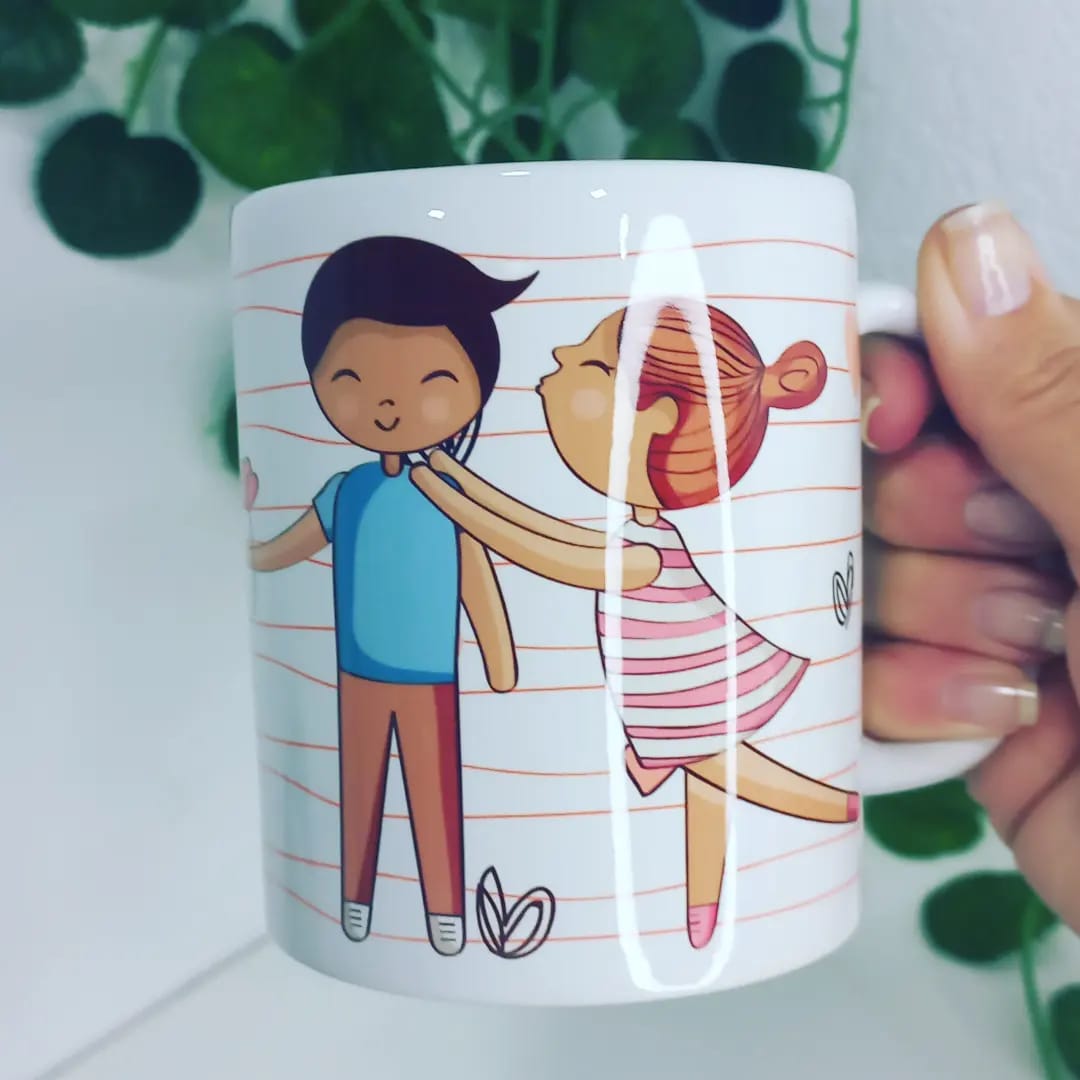 CANECA BRANCA PERSONALIZAVEL TEMA NAMORADOS