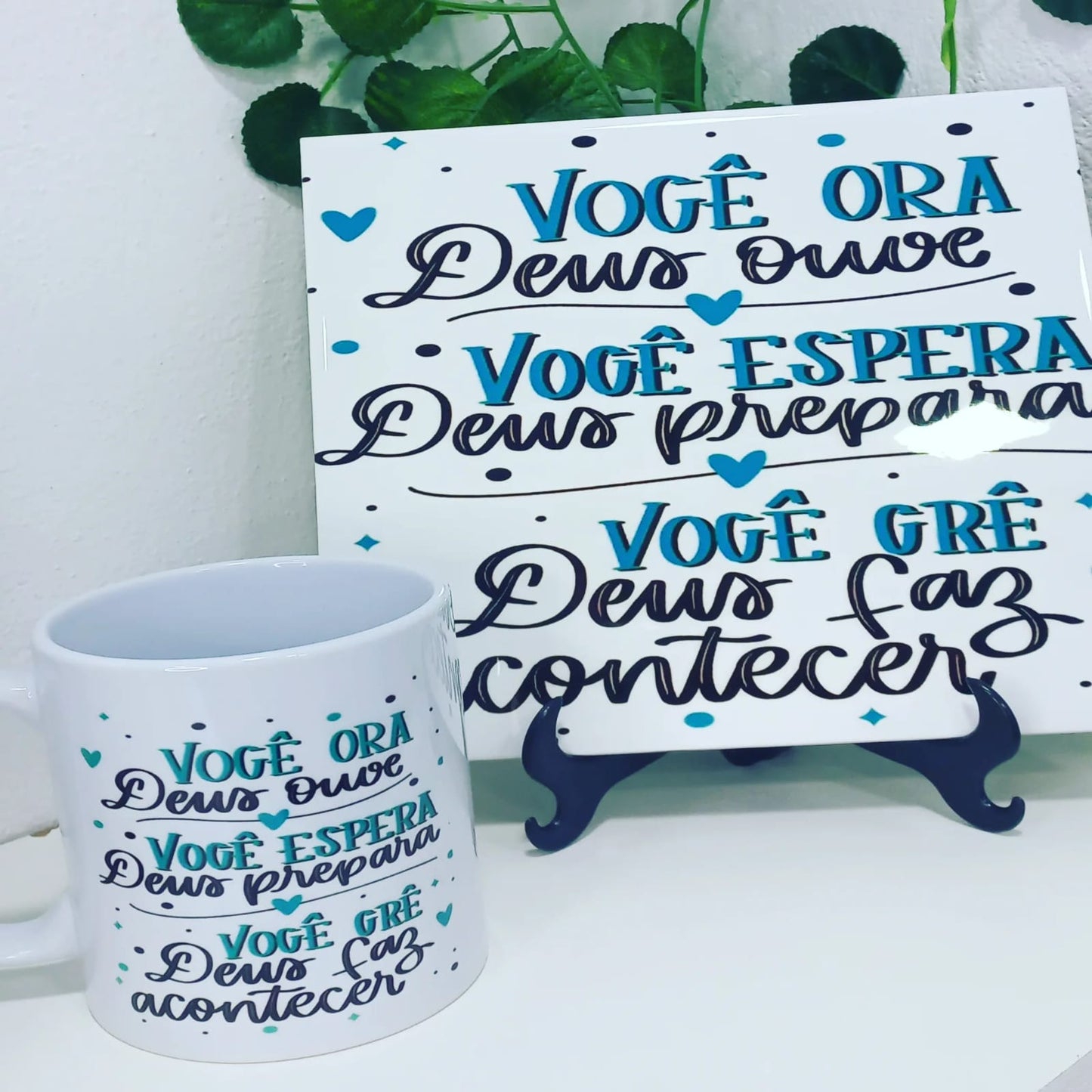 CONJUNTO CANECA + AZULEJO 20X20 PERSONALIZAVEL COM PEDESTAL